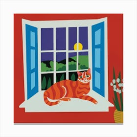 Matisse Inspired Open Window Cat Art Print 7 Canvas Print