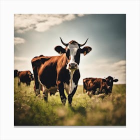 Cows In A Field 3 Canvas Print