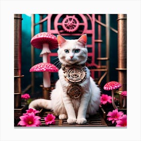 Pink steampunk cat Canvas Print