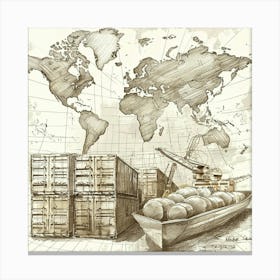 Sketch Of A World Map Canvas Print