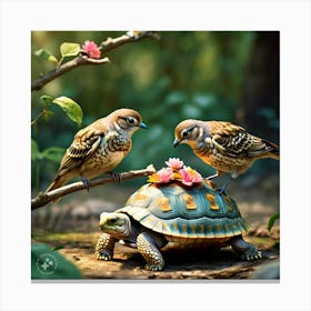 The Birds Looking Kind And Generous Giving Tortoise Their Feathers (3) Canvas Print