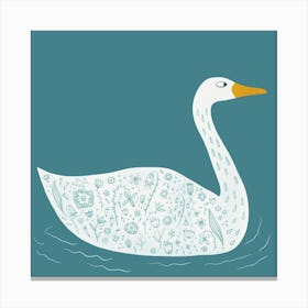 Swan on Teal Green Canvas Print