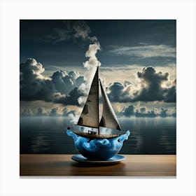 Sailboat In A Cup Canvas Print