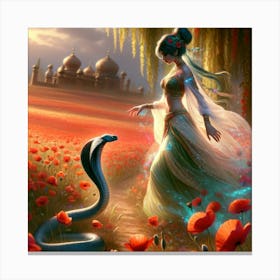 Woman And A Snake 1 Canvas Print