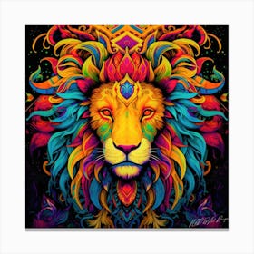 King Of The Jungle - Psychedelic Lion Canvas Print