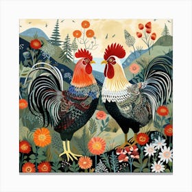 Bird In Nature Rooster 5 Canvas Print