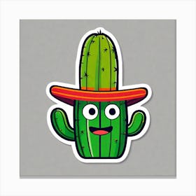 Mexico Cactus With Mexican Hat Sticker 2d Cute Fantasy Dreamy Vector Illustration 2d Flat Cen (24) Canvas Print