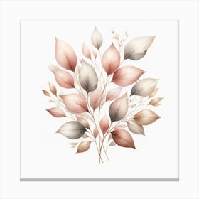 Watercolor Leaves On A White Background 2 Canvas Print