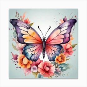 Butterfly And Roses Canvas Print