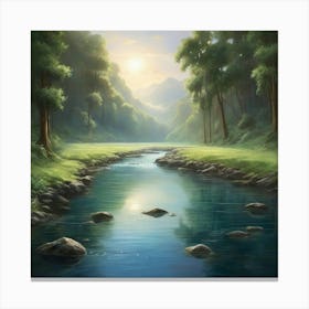 River In The Forest 1 Canvas Print