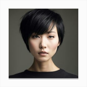 Asian Woman With Short Hair Canvas Print