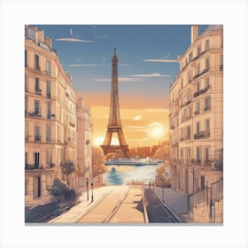 Paris At Sunset Canvas Print