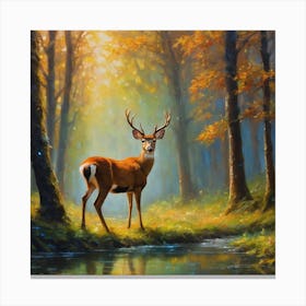 Deer In The Forest Canvas Print