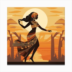 Egyptian Woman Dancing At Sunset Canvas Print