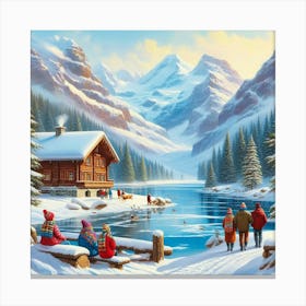 Cabin In The Mountains alpp Suisse Canvas Print