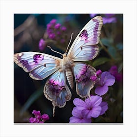 Butterfly On Purple Flowers Canvas Print