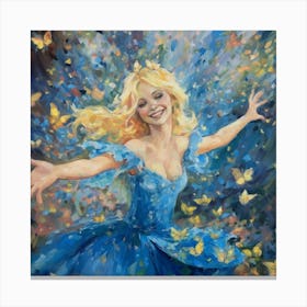 Happy Fairy Dancing in Blue Canvas Print