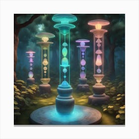 Lighted Pillars In The Forest Canvas Print