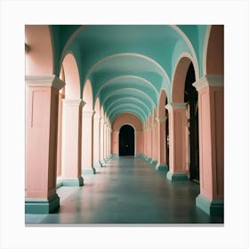 Pink And Blue Hallway 4 Canvas Print