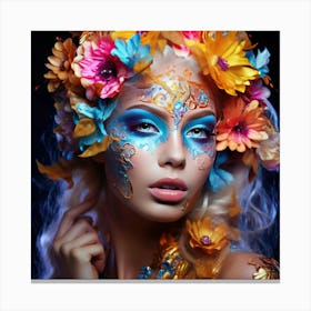 Beautiful Woman With Flowers In Her Hair Canvas Print