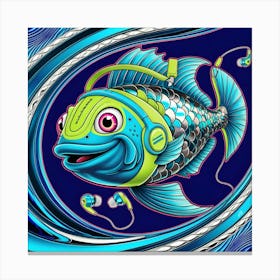 A Funky Fish With A Neon Walkman (3) Canvas Print