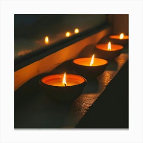 Candles On A Window Sill Canvas Print