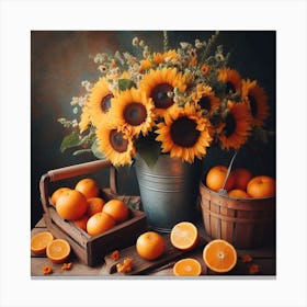 Sunflowers And Oranges Canvas Print