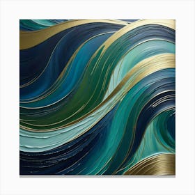 Blue And Gold Abstract Painting Canvas Print