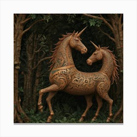 Unicorns In The Forest 1 Canvas Print