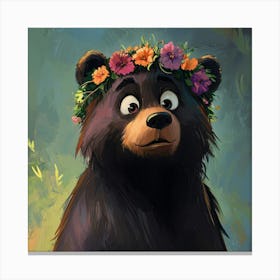 Bear In A Flower Crown Canvas Print