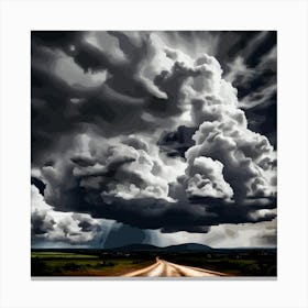 Storm Clouds Over A Dirt Road Canvas Print