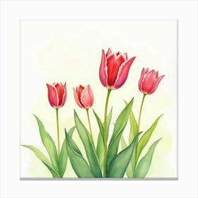 Watercolor Tulips Swaying In A Gentle Spring Breeze Canvas Print