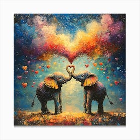 Love of Elephants Abstracted Under a Cloud of Hearts 8 Canvas Print