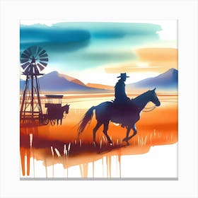 Cowboy On Horseback 2 Canvas Print