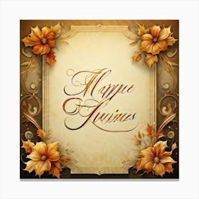 An Elaborate Display Of Calligraphy Gracefully Forming Happy Thanksgiving Greetings Swirling Wit (2) Canvas Print