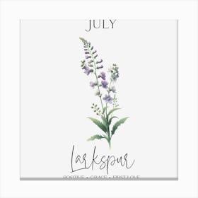 Larkspur July Birthday Canvas Print