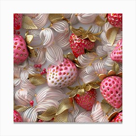 Pink Embroidery Strawberries Canvas Print