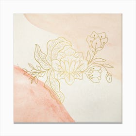 Gold Floral Watercolor Painting #wallart golden outline Canvas Print