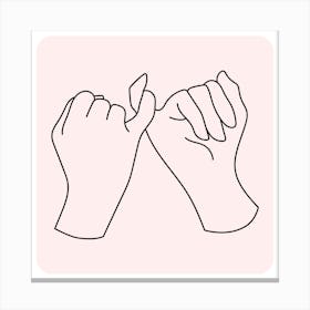 Two Hands In The Air line art pink Canvas Print