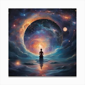 Meditating Man In Space Canvas Print