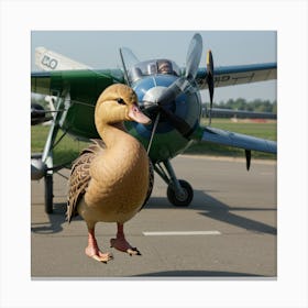 Duck On A Plane Canvas Print