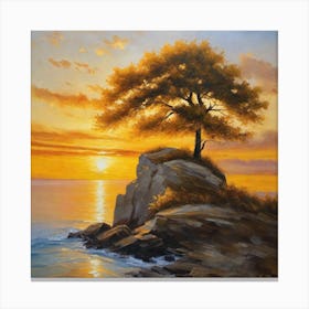 Sunset With A Tree 3 Canvas Print