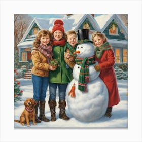 Snowman Family Canvas Print