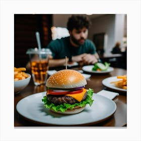 Burger At A Restaurant Canvas Print