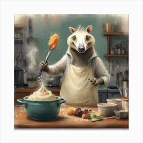 Bear In The Kitchen Canvas Print