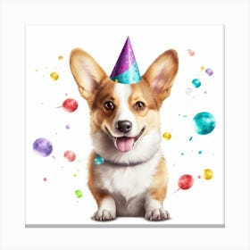 Birthday Corgi 1 Canvas Print