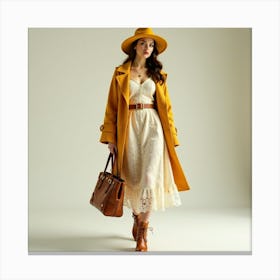 Woman In Yellow Coat Canvas Print