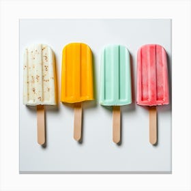 Popsicles On A White Background Canvas Print