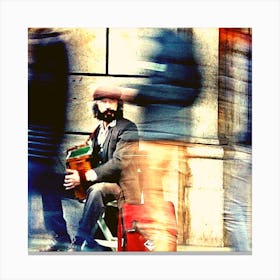 Man With A Suitcase Canvas Print