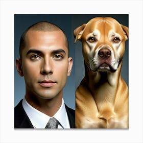 Portrait Of A Man And Dog Canvas Print